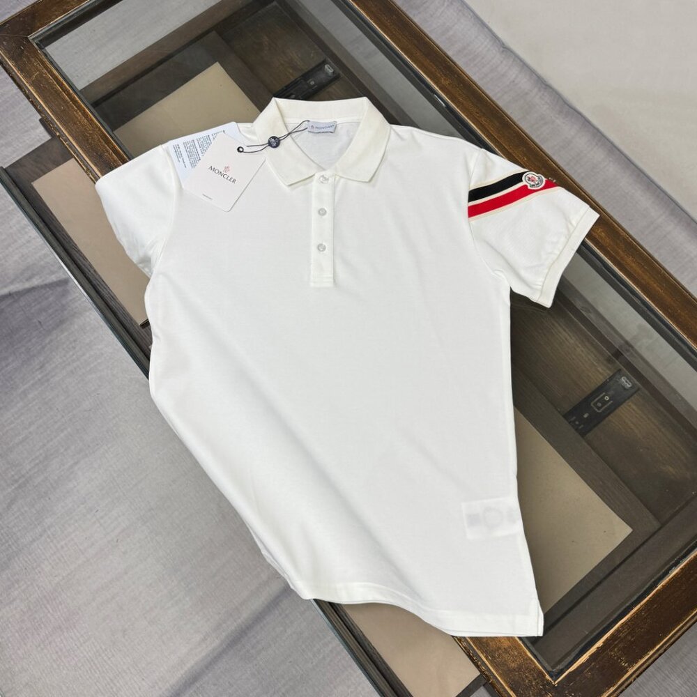 Moncler 26 Newest Business Casual Short-Sleeve Polo Shirt with Turn-Down Collar